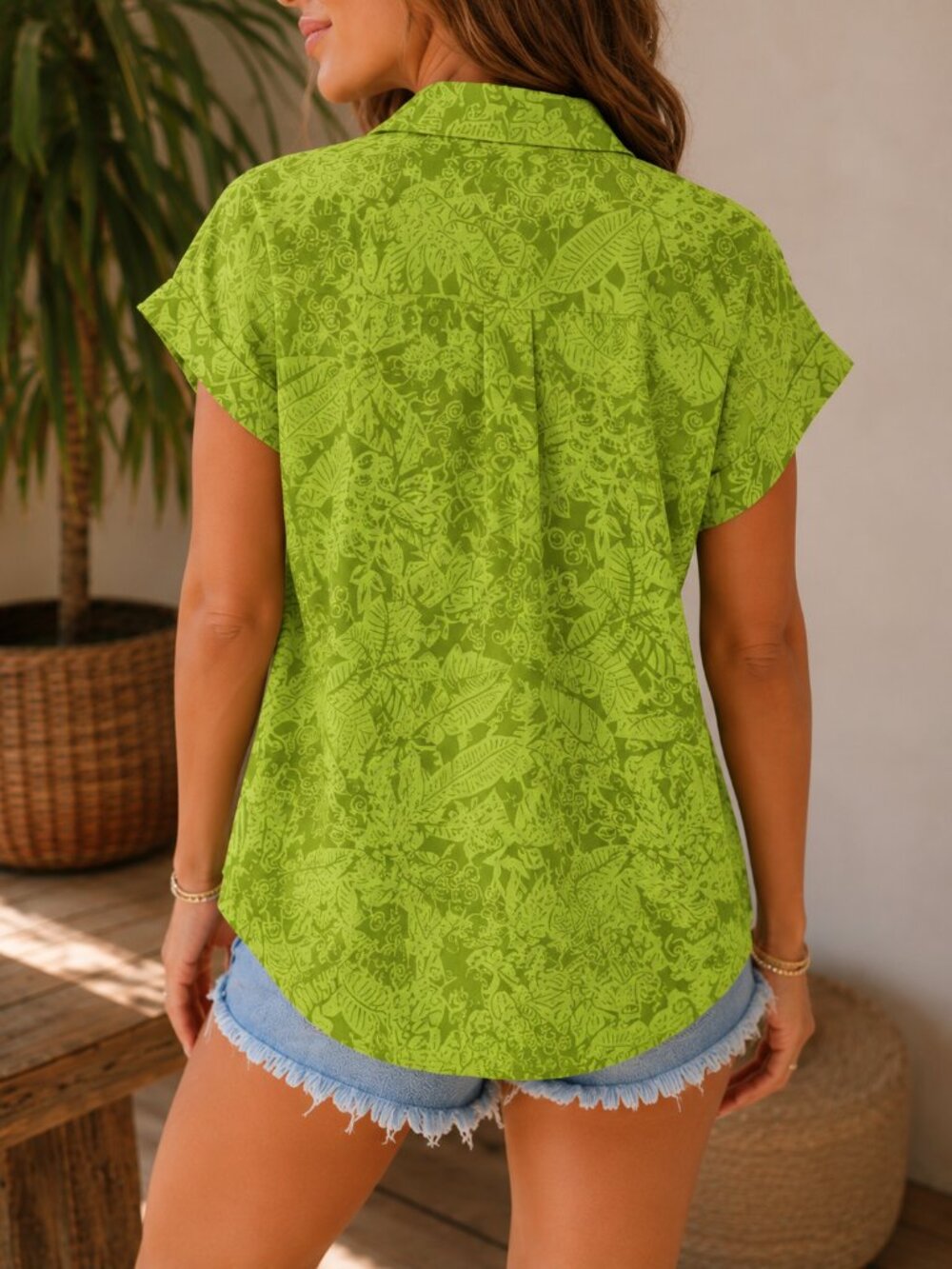 Dressbarn 2 Piece Green Top Set Blouse + Cami | Large | Leaf Print | WA-1578 - Picture 3 of 16